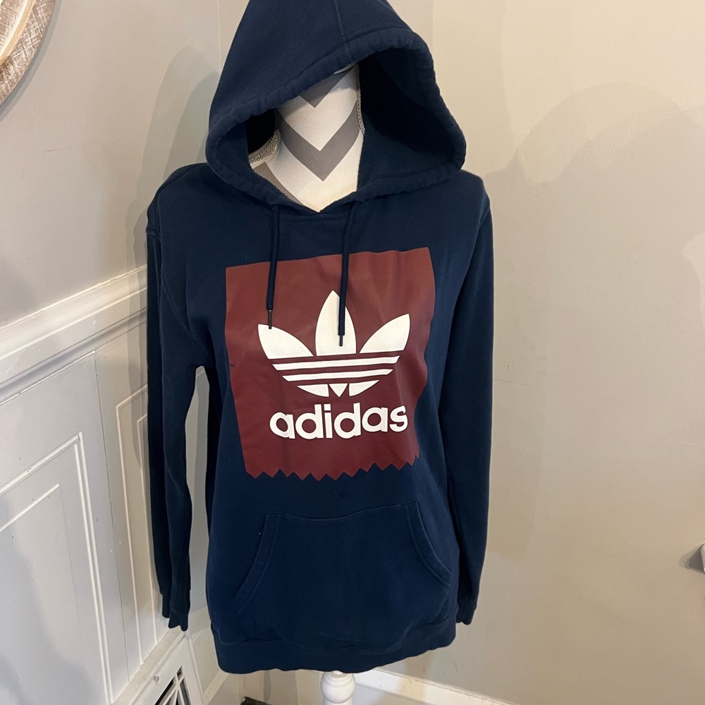 Adidas Dark Blue Hoodie with Maroon Logo